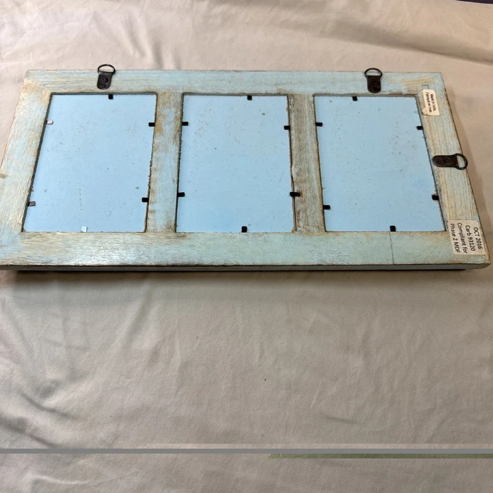 Prinz Homestead Rustic Teal Wood Collage Picture Frame 3-Opening 4x6 New